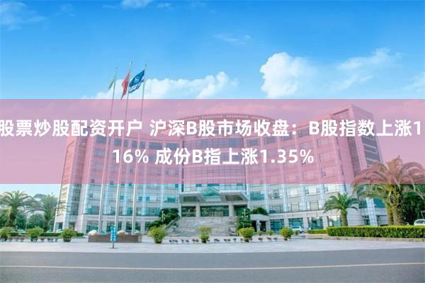 股票炒股配资开户 沪深B股市场收盘：B股指数上涨1.16% 成份B指上涨1.35%