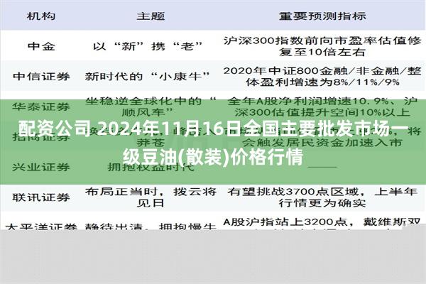 配资公司 2024年11月16日全国主要批发市场一级豆油(散装)价格行情