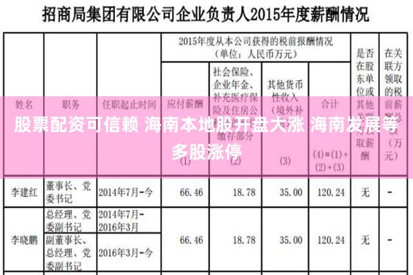 股票配资可信赖 海南本地股开盘大涨 海南发展等多股涨停