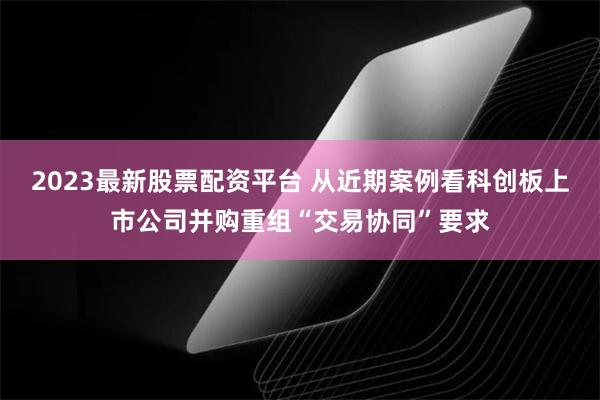 2023最新股票配资平台 从近期案例看科创板上市公司并购重组“交易协同”要求